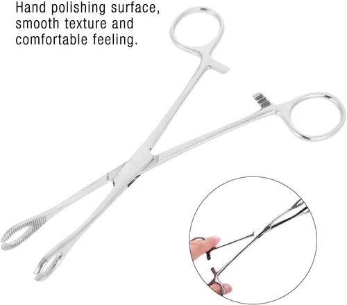 Vista 5 de Alicates profesionales de acero inoxidable 316L para oreja, labio, ombligo, nariz, lengua, tabique, pinza de esponja