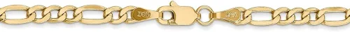 Vista 4 de Sonia Jewels Collar de cadena Figaro de oro amarillo de 14 quilates de 0.138 in, con cierre seguro de langosta, Metal