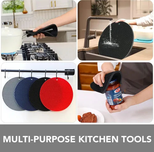 Vista 3 de Joyhalo Salvamanteles para platos calientes, almohadillas calientes para cocina, soportes de silicona para ollas y sartenes calientes, alfombrillas