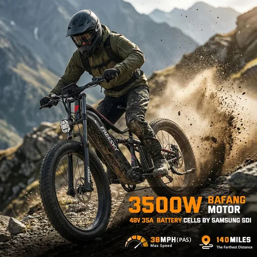 Vista 3 de FREESKY 3500W BAFANG Motor Electric Bike for Adults, 48V 35Ah Samsung/LG Cells Battery Ebike 140 Miles, 38+MPH, 26" Fat Tire Dirt All-Terrain