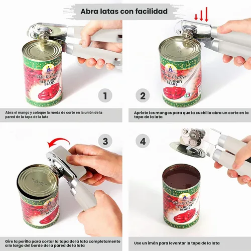 Vista 4 de Beneno Abrelatas Manual de Servicio Pesado con Imán, Hoja de Acero al Carbono Afilada Duradera con Corte Suave, Perilla Grande que Ahorra Esfuerzo