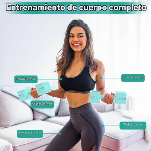 Vista 5 de Hezeyferg Adjustable Dumbbells Set for Women/Men Home Gym Azul
