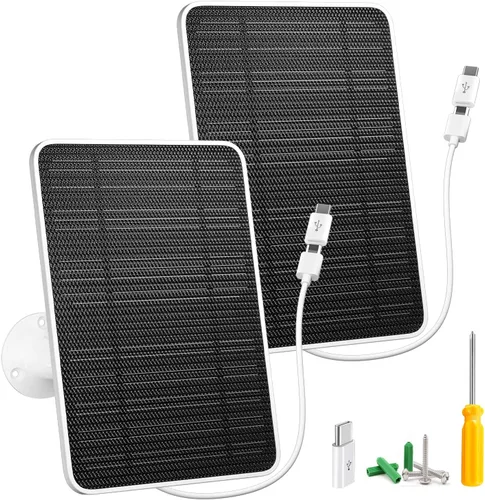 Vista 10 de Cargador de panel solar compatible con proyector Eufycam 3/3C/2C/2C Pro/E40/E20/2/2/2 Pro/E/L20/L40/Solo/SoloCam, panel solar de 5 W para cámara