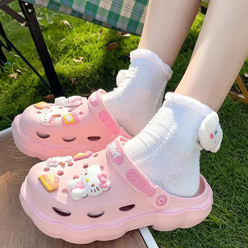 Vista 3 de FZFADACAI Kawaii Shoes - Sandalias de ducha para mujer, antideslizantes, informales, bonitas, de dibujos animados, suela gruesa, pantuflas de playa