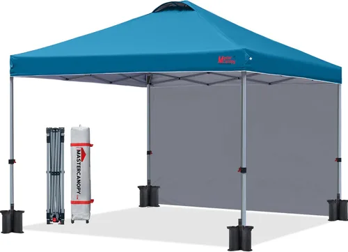 Vista 30 de MASTERCANOPY - Toldo desplegable duradero con 1 pared lateral (6.6 x 6.6 pies, caqui)