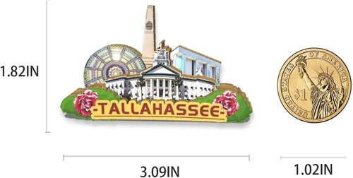 Vista 3 de Imán de Tallahassee de los E.E.U.U. para nevera, de madera, 3D, monumentos, viajes, coleccionables, recuerdos, decoración hecha a mano