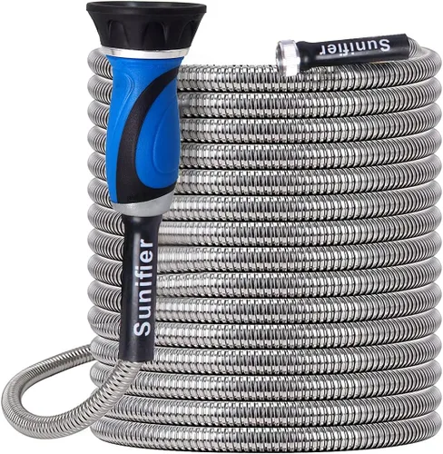 Vista 13 de Manguera de Jardín Corta de Metal de 1 Pie - Manguera de Agua Flexible de Acero Inoxidable Conector - Manguera Pequeña Liviana con Conexiones