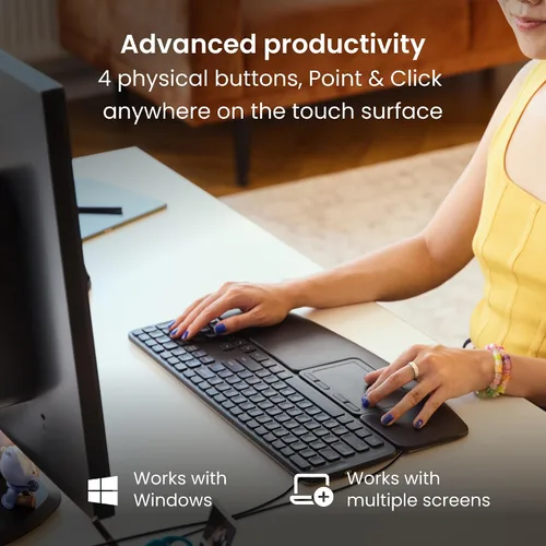 Vista 5 de Contorno táctil: panel táctil ergonómico con cable para Windows 10 y 11, trackpad de cristal multitáctil y de alta precisión, clic en cualquier