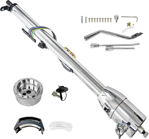 Vista 14 de Columna de dirección manual de 81 cm con inclinación, acabado de acero inoxidable pulido, con adaptador de rueda de 9 orificios, sin llave Columna