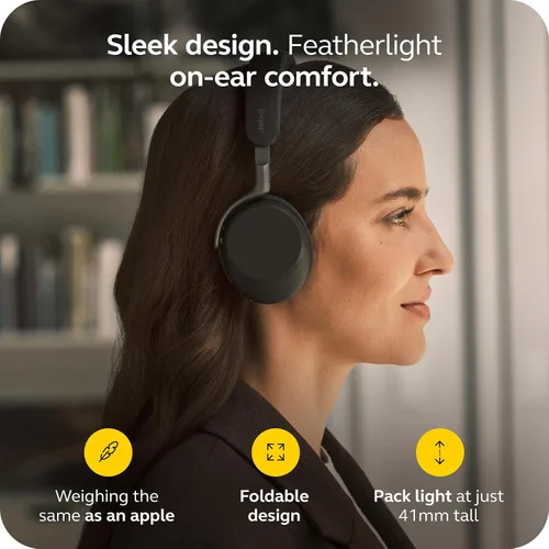 Vista 5 de Jabra Evolve3 75 Auriculares inalámbricos Bluetooth con micrófono para el trabajo, USB-A, tecnología de llamada de voz AI, cancelación activa