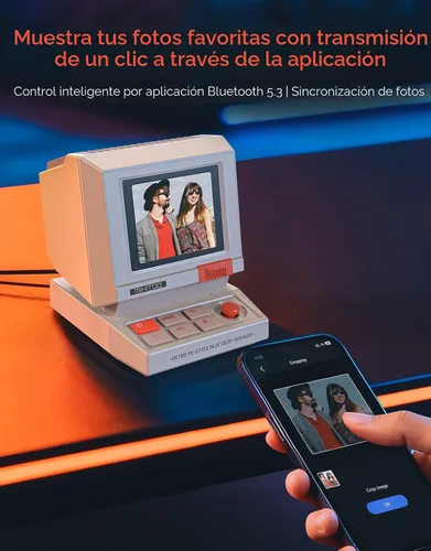 Vista 6 de Divoom MiniToo Retro Altavoz de Computadora de Estilo PC, Pantalla de Pixeles Inteligente con Caras Personalizadas, Bluetooth y Audio USB, Reloj