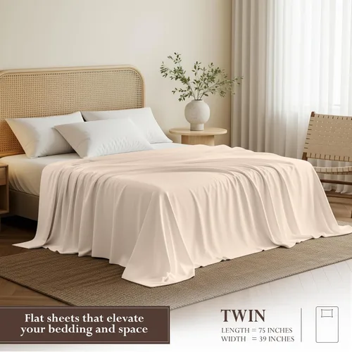Vista 2 de Utopia Bedding Sábana encimera – 1 paquete (individual, beige) – Tela de microfibra suave cepillada – Sábana superior resistente al encogimiento y a