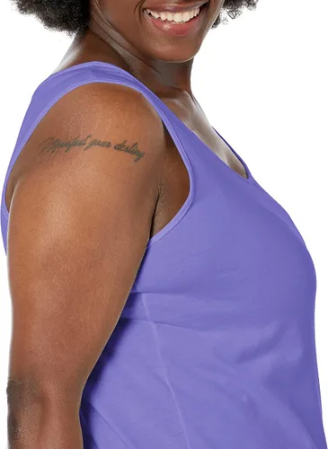 Vista 3 de JUST MY SIZE Women's Size Cotton Jersey Shirttail Tank Top, Plus Sleeveless Shirts