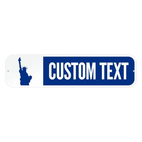 Vista 26 de SmartSign Letrero de calle azul personalizado, 4 x 18 pulgadas, aluminio, opción reflectante, personaliza tu propio letrero de calle, letrero