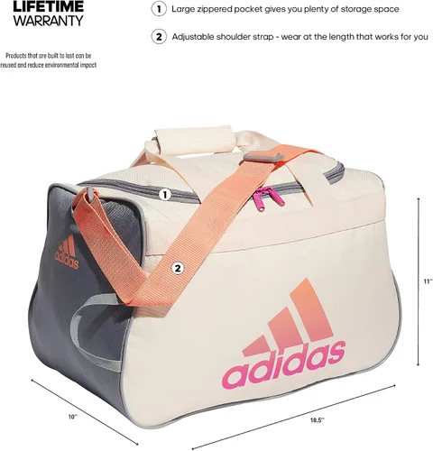 Vista 2 de adidas Diablo - Bolsa de lona pequeña, Wonder Quartz BeigeGrisSemi Coral Fusion Pink, Diablo - Bolsa de lona pequeña