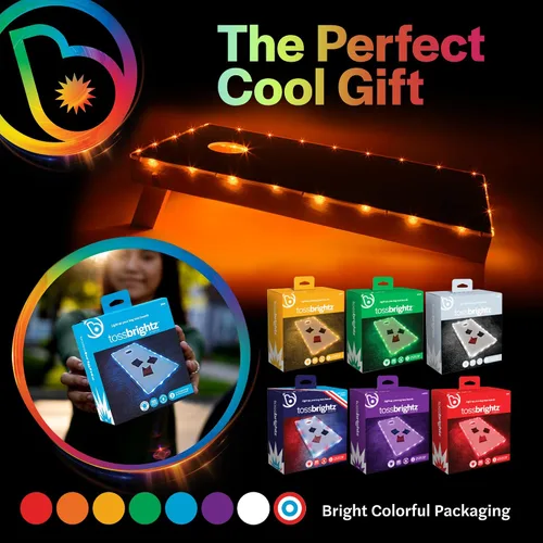 Vista 5 de Brightz TossBrightz - Luces LED de Cornhole para tablero y agujero - Incluye luces para 2 tableros - Ilumina el borde del tablero de cornhole