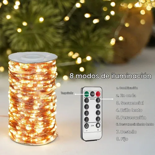 Vista 2 de Luces de Hadas Extra Largas de 660 Pies para Enchufar, Impermeables para Exteriores, Luces de Cadena de Alambre de Cobre de Alto Brillo con Control