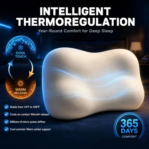 Vista 4 de Almohada cervical para aliviar el dolor de cuello, almohada ergonómica para dormir de lado y dormir profundo Blanco