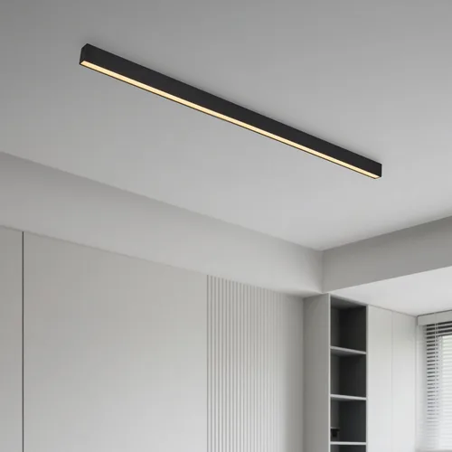 Vista 11 de Lámpara LED de techo negra, moderna y simple, instalación de superficie de techo de tira larga, adecuada para sala de estar, dormitorio, pasillo