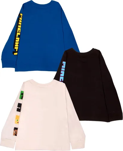 Vista 2 de Minecraft Characters - Camiseta de manga larga para niños, paquete de 3 unidades para niños y niños pequeños