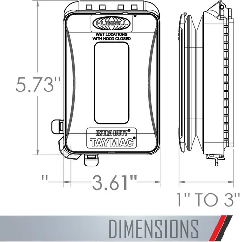 Vista 2 de Hubbell-Bell - Cubierta de enchufe horizontal y vertical, resistente a la intemperie, ampliable, perfil bajo, extraresistente mientras está en uso