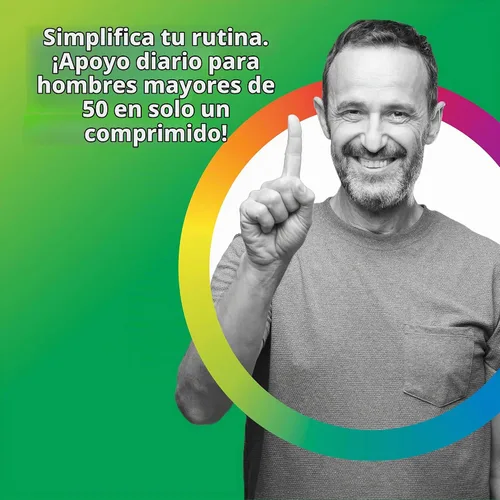 Vista 3 de Rainbow Light Multivitamínico One + para hombre 50 Plus 60 cápsulas Apoya la salud muscular con vitaminas C, D y zinc Nutrientes