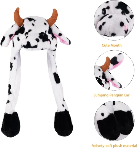 Vista 5 de CICITOYWO Sombrero de Animal de Peluche Divertido con Orejas en Movimiento, Gorra Saltarina Linda, Unisex, Regalo para Niños y Adultos, Fiesta