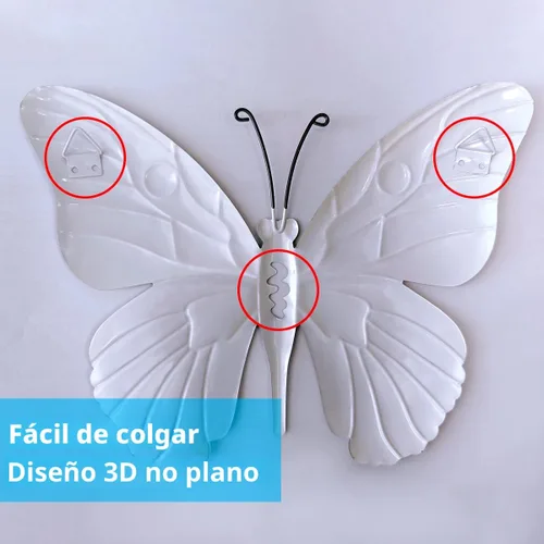 Vista 5 de Decoración de Pared de Mariposa de Metal - Arte Decorativo de Pared para Valla Exterior de 9,6", Decoración Colgante para Jardín y Patio, Sala