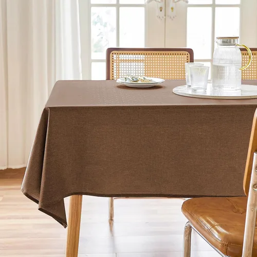 Vista 11 de AUSSPVOCT 2 manteles de lino texturizado para mesa rectangular, 52 x 70 pulgadas, mantel rectangular impermeable, lavable, tela para mesa