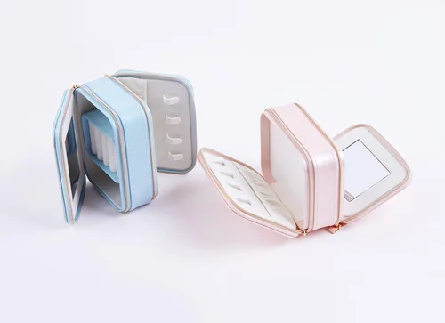 Vista 7 de Organizador de joyas de viaje personalizado, caja de joyería, soporte de anillo para joyas, accesorios de viaje para mujeres, organizador de joyas