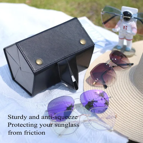 Vista 5 de Estuche para gafas de sol para hombres o mujeres, estuche rígido para lentes múltiples, caja portátil de 5 ranuras para gafas, organizador de gafas