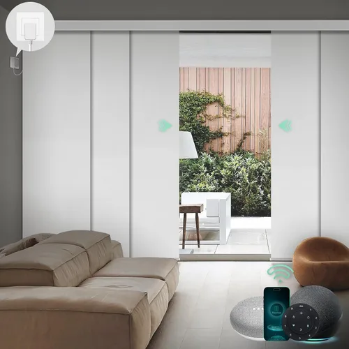 Vista 19 de Yoolax - Persianas deslizantes inteligentes personalizadas XL, persianas verticales de tela opacas para puertas de vidrio. Separador de habitación