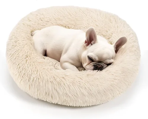 Vista 15 de Hoewina - Cama redonda, calmante, en forma de rosquilla, lavable, esponjosa para interiores, perros y gatos pequeños y medianos, negro, 20 pulgadas