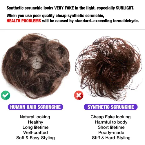 Vista 7 de Bella Hair - Rodete de extensión de cabello 100 % humano para banda elástica, extensión de cola de caballo ondeada, rizada o desordenada