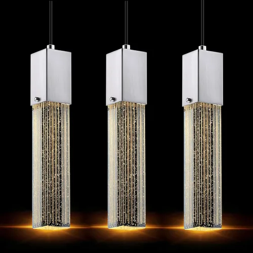 Vista 17 de 2 Pack Integrated Hanging Crystal Kitchen Island Modern Concise Pendant Ceiling Light Fixture,Black Finish for Kitchen Island Dining Room Bedroom