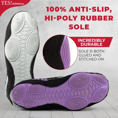 Vista 2 de Yes! Athletics Wrestling Shoes for Women and Youth Girls, 100% Anti-Slip Hi-Poly Rubber Sole Boxing Shoes for Women, Lightweight and Breathable