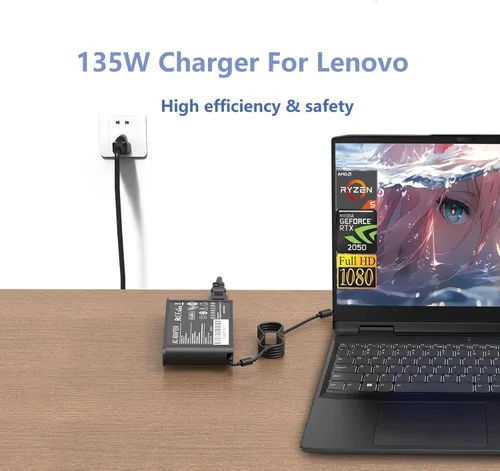Vista 4 de Cargador de 135 W compatible con Lenovo ThinkPad P15v T15p x1 Extreme Gen 3 5 Ideapad Gaming 3-15 L340 Yoga Y50-80 Y50P Y40-70 Y50-70 ADL135SDC3A