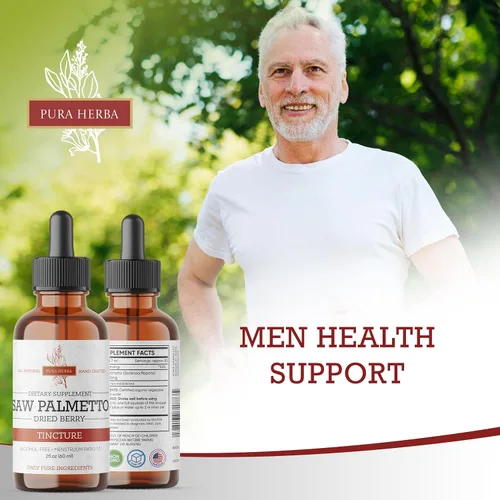 Vista 2 de Pura Herba Saw Palmetto Tintura Extracto de hierbas premium sin alcohol de bayas de palma enana americana Suplemento botánico líquido Fórmula
