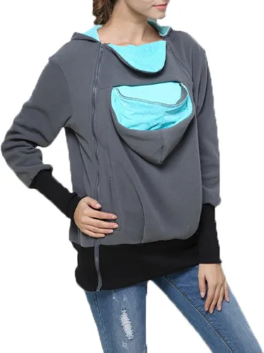 Vista 2 de Sudadera con capucha de canguro de maternidad para portabebés