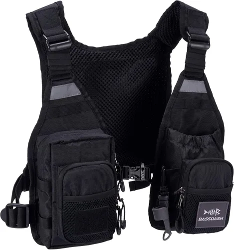Vista 11 de BASSDASH FV08 Chaleco ultraligero de pesca con mosca para hombres y mujeres Paquete de pecho portátil Talla única para la mayoría