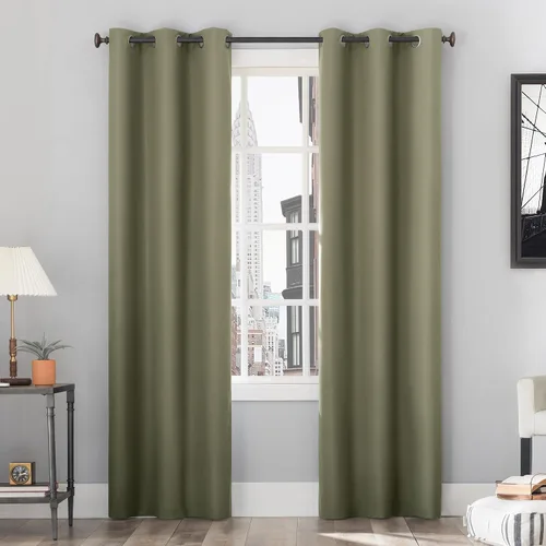Vista 17 de Sun Zero Cyrus - Par de paneles de cortinas térmicas 100% opacas con ojales Cacao
