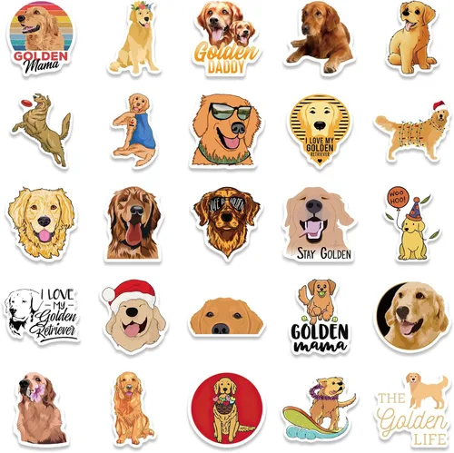 Vista 2 de 50 calcomanías de dibujos animados de perros, coloridas calcomanías estéticas de PVC impermeables para botella de agua, guitarra, equipaje Dibujos