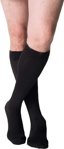 Vista 8 de SIGVARIS Calcetines altos de pantorrilla con punta cerrada de microfibra 820 para hombre 20-30mmHg, Negro
