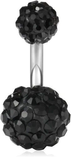 Vista 5 de Ruifan 14G 0.236 in 1/4 pulgadas 316L Acero quirúrgico cristal ferido CZ corto ombligo aretes de ombligo anillos de botón 4-6 piezas