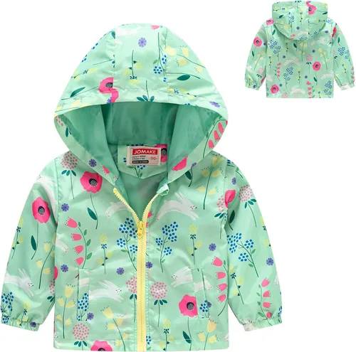Vista 2 de TBUIALL Toddler Boys Girls Casual Jackets Printing Cartoon Hooded Outerwear Zipper Coats Long Sleeve Windproof Jacket