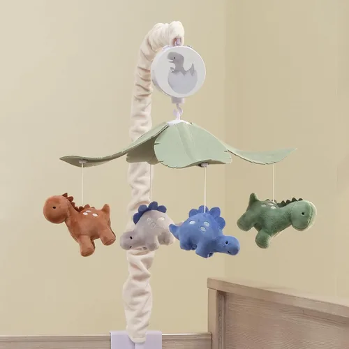 Vista 5 de Lambs & Ivy Dino-Might Multicolor Dinosaurio Musical Baby Cuna Móvil Chupete Juguete