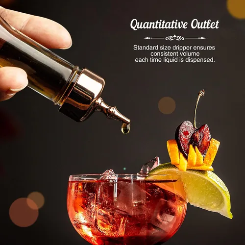 Vista 4 de Bitters - Juego de 3 botellas de vidrio de 1.7 onzas, herramienta de bar profesional decorativa para cóctel, ideal para barman en casa, bar