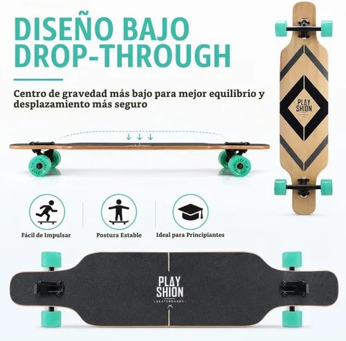 Vista 6 de Playshion Drop Through Freestyle - Patineta de tablero largo