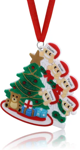 Vista 18 de Adornos de Navidad personalizados, nombres de familia, decoración de Navidad, decoración colgante de árbol, adorno de bendición de Feliz Navidad
