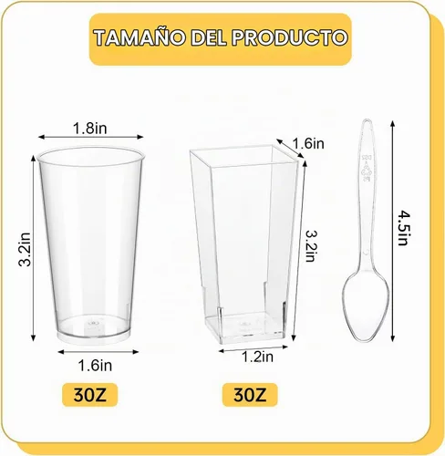 Vista 6 de mwellewm 150 paquetes de mini tazas de postre con cucharas, tazas de postre de plástico transparente de 3oz para postres tipo parfait para fiestas